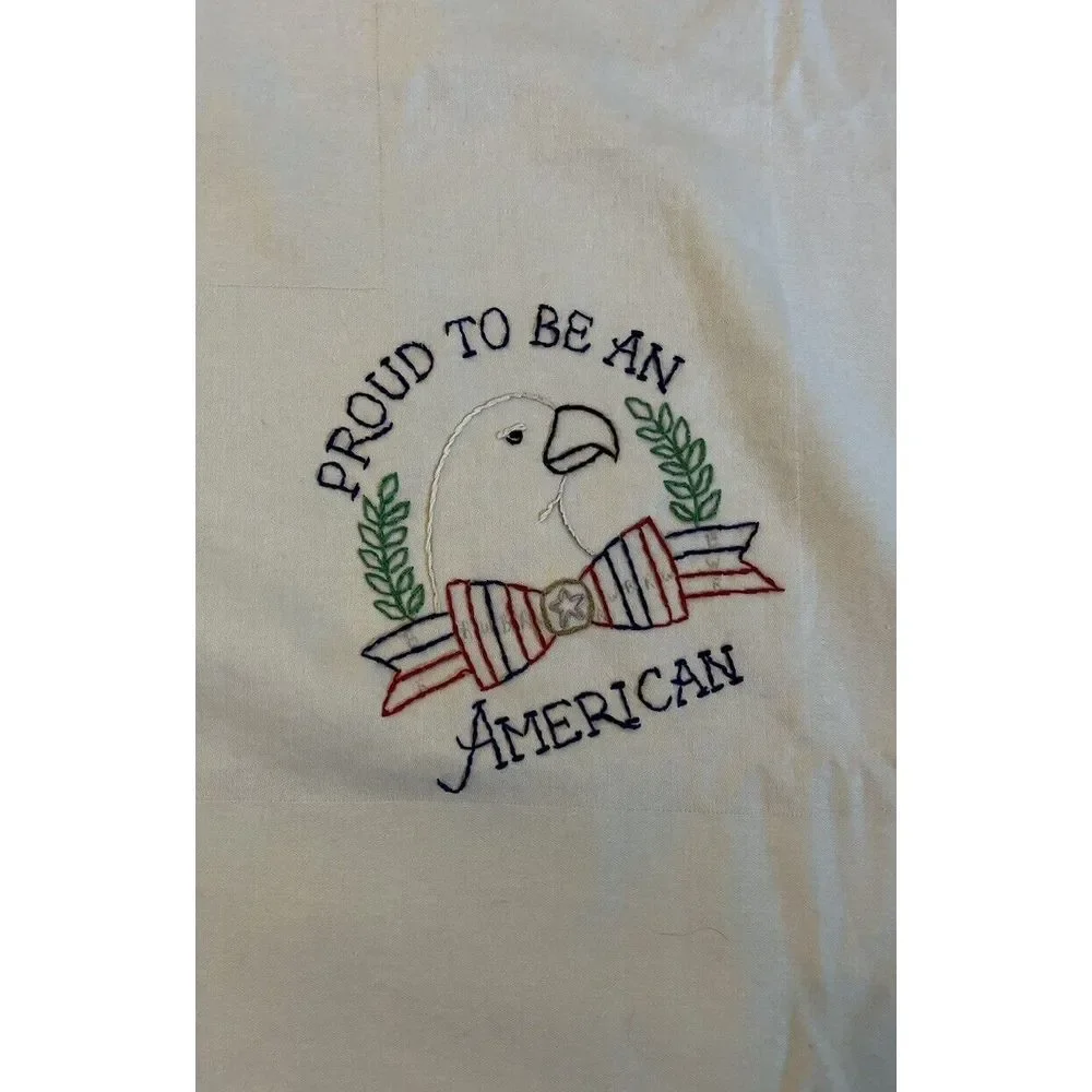 Handmade Cross Stitched Table Cloth‎ 60x63 America Theme Support Our Groups USA